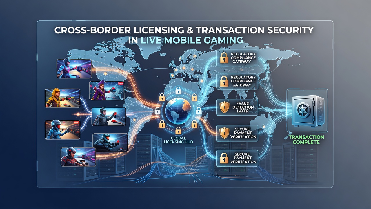 Diagram van beveiligde transactieprocessen in live mobiele gaming